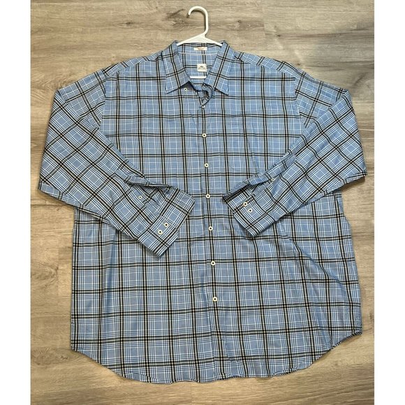 Peter Millar Blue Plaid Cotton Button Front Long Sleeve Shirt Size XXL‎ - Picture 1 of 6